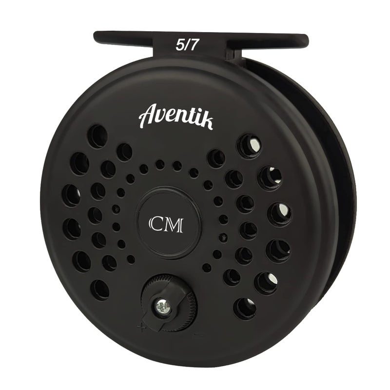 Aventik CM Graphite Fly Reel Click Drag System Classic IV Graphite Large Arbor Sizes 3/5, 5/7 Fly Fishing Reels (5/7) - Image 1